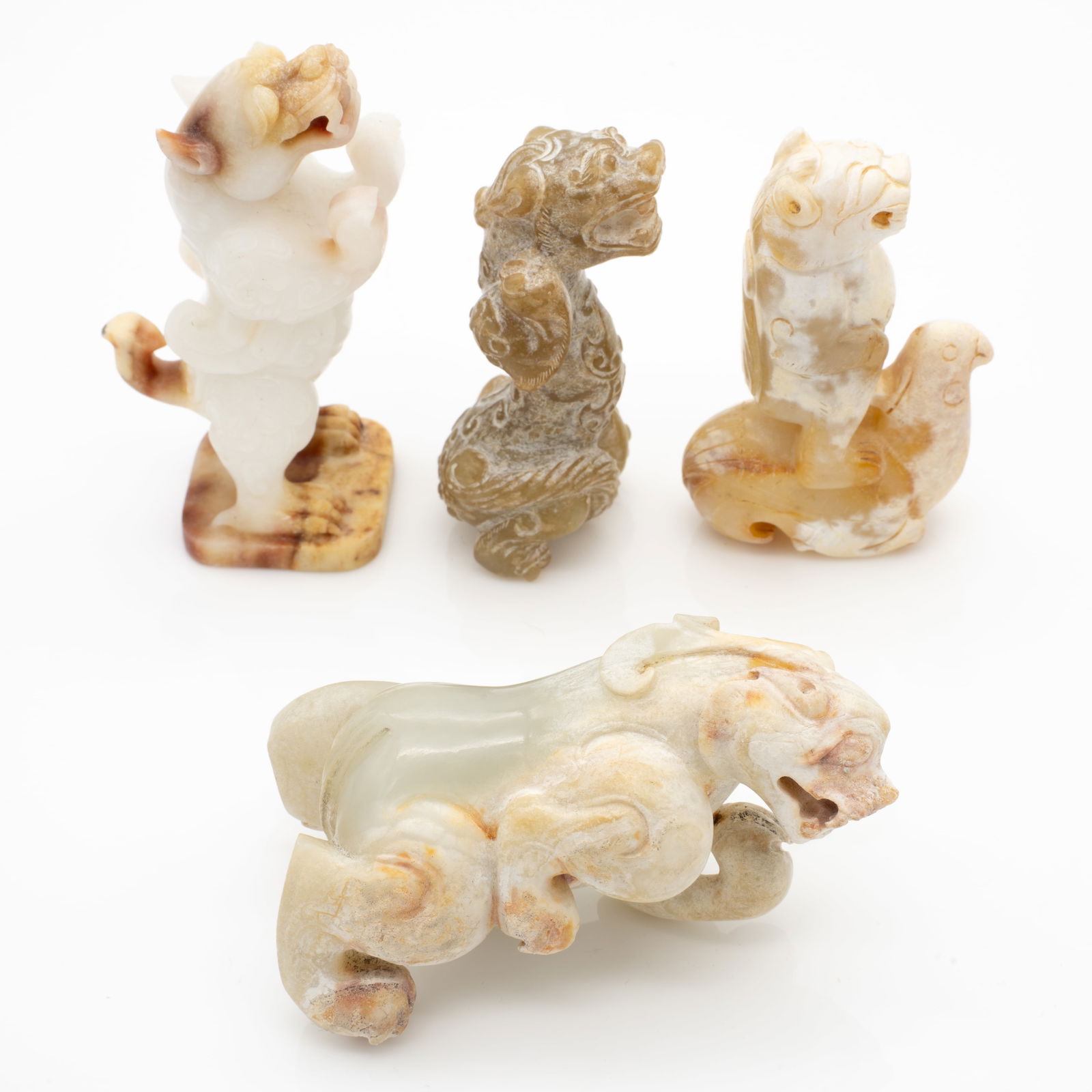Lot of Four Upright Carved Hardstone Chinese Mythical Beasts (1 of 9)
