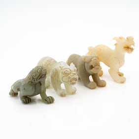 Group of Four Chinese Carved Hardstone Figures of Mythical Beasts