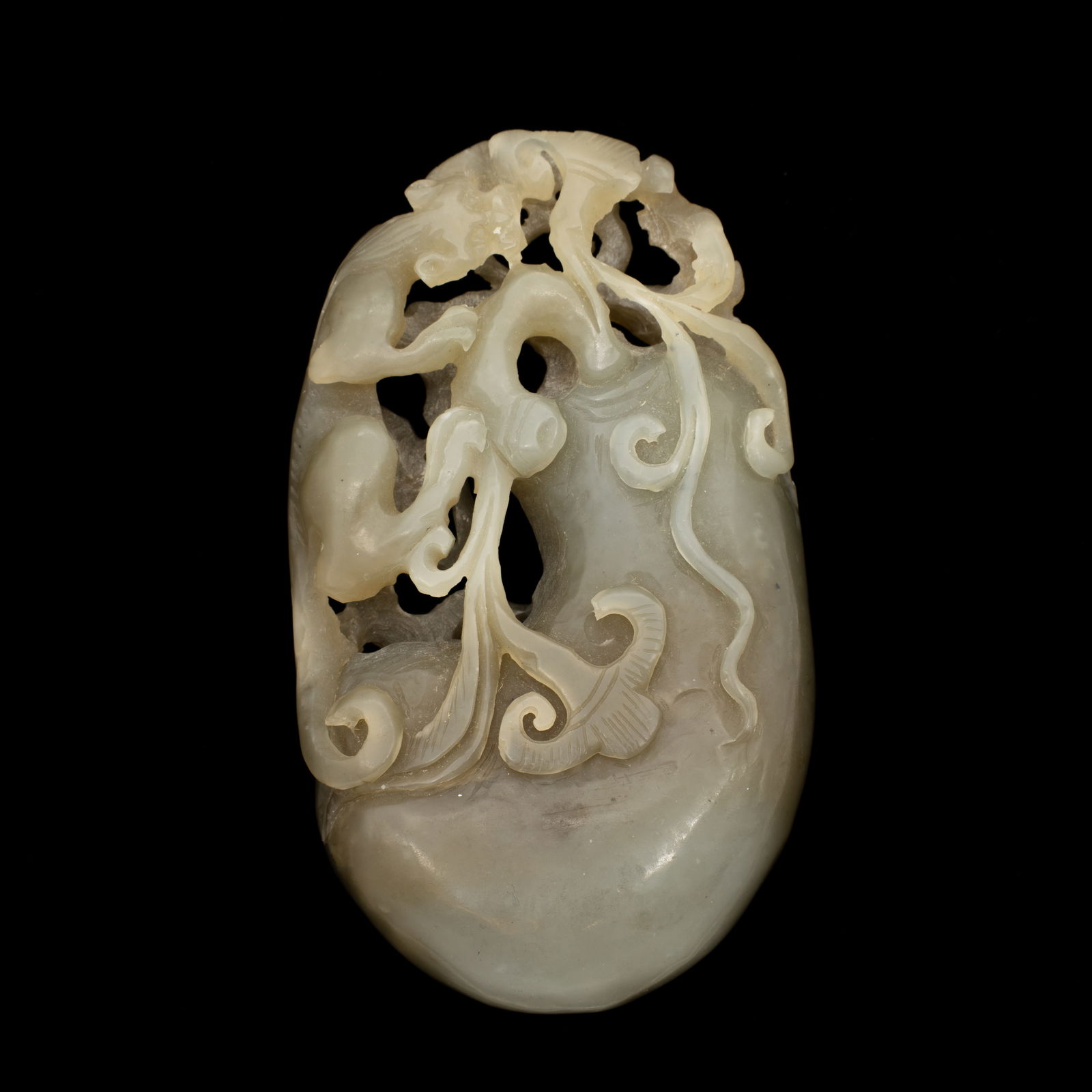 Chinese Carved Jade Wildcat and Gourd Fruit (1 of 4)