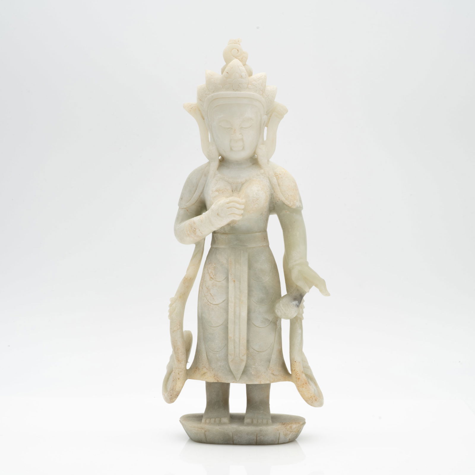 Carved Chinese Hardstone Standing Bodhisattva Figure on Base (1 of 12)