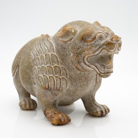 Carved Chinese Archaistic Hardstone Guardian Beast Figure