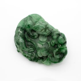 Chinese Jade Carving, A Trio of Mythical Beasts
