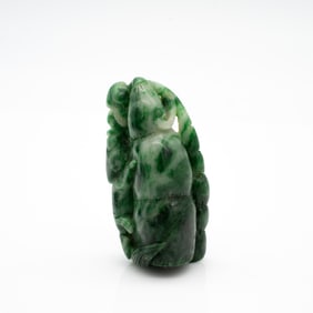 Chinese Carved Jade Animal and Fruit Pendant