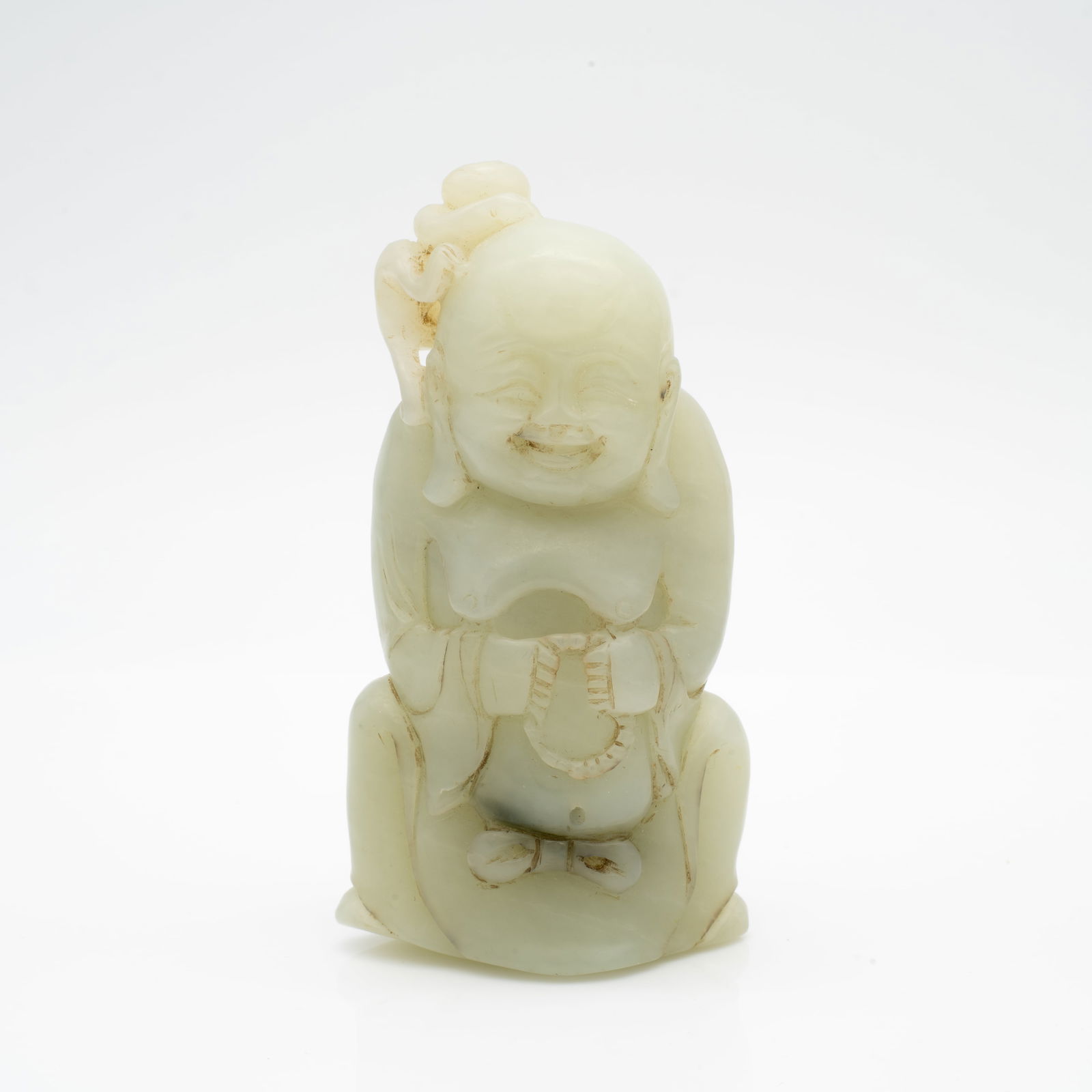 Carved Chinese Celadon Jade Figure with Monkey (1 of 11)