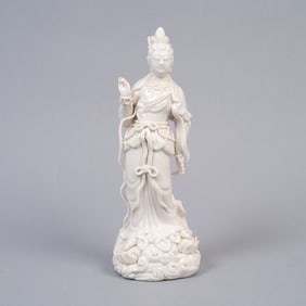 Chinese, Blanc de Chine Porcelain Guanyin Figure