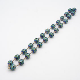 Chinese Export Silver-Gilt Enamel Bead Necklace