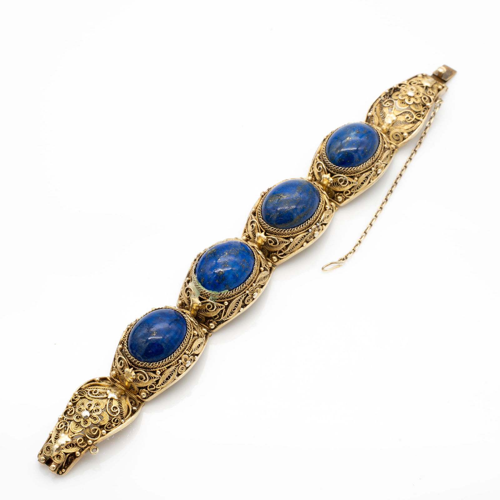 Chinese, Lapis and Silver Filigree Bracelet (1 of 3)