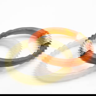 Two Chinese Bangle Bracelets Carnellian, and Serpentine: Lot 198 Two Chinese Bangle Bracelets Carnellian, and Serpentine  Material: Serpentine and Carnelian Provenance: From a Private Collection in Upstate New York, with the Jade and Hardstone Carvings Acq