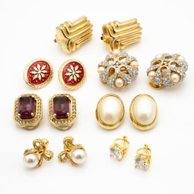 Vintage Earring Lot of 7 incl Dior, Givenchy, St John