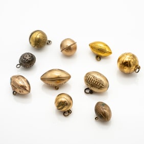 Group of 10 Vintage Ball Charms, Football, Basketball and Baseball