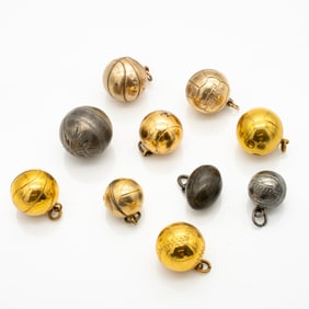 Collection of Antique Gold GF and Silver Sports Ball Charms