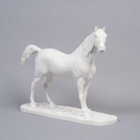 After Pierre-Jules Mêne, Large Vintage Portuguese Porcelain Horse Figurine