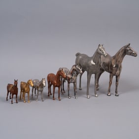Group of 8 Vintage Metal Horse Figurines