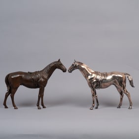 Lot of Two Weidlich Brothers Cast Metal Horse Figurines, Model No. 2239