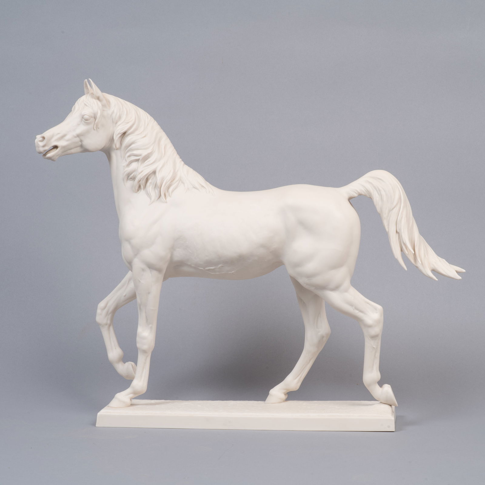 Gunther R. Granget, Hutschenreuther Kunstabteilung Bisque Porcelain Horse “Gazal: Lot 259 Gunther R. Granget, Hutschenreuther Kunstabteilung Bisque Porcelain Horse “Gazal” Description: A large bisque porcelain sculpture of an Arabian stallion, titled Or. Araber “Gazal&rdq