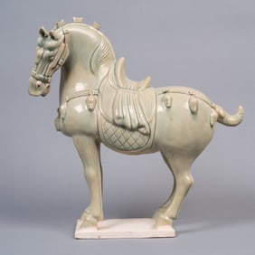 Chinese Style Celadon-Glazed Horse Sculpture