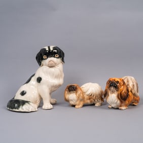 Group of 3 Unmarked Porcelain Dog Figurines