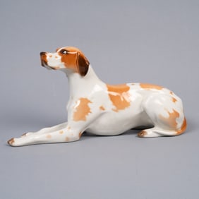Soviet Porcelain Dog Figurine, Lomonosov Porcelain Factory, USSR