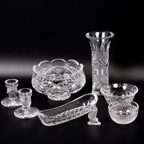 Group of 8 Waterford Cut Crystal Table Items