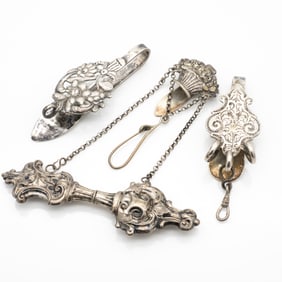 Lot of 3 Antique Silver Scandinavian Chatelaines