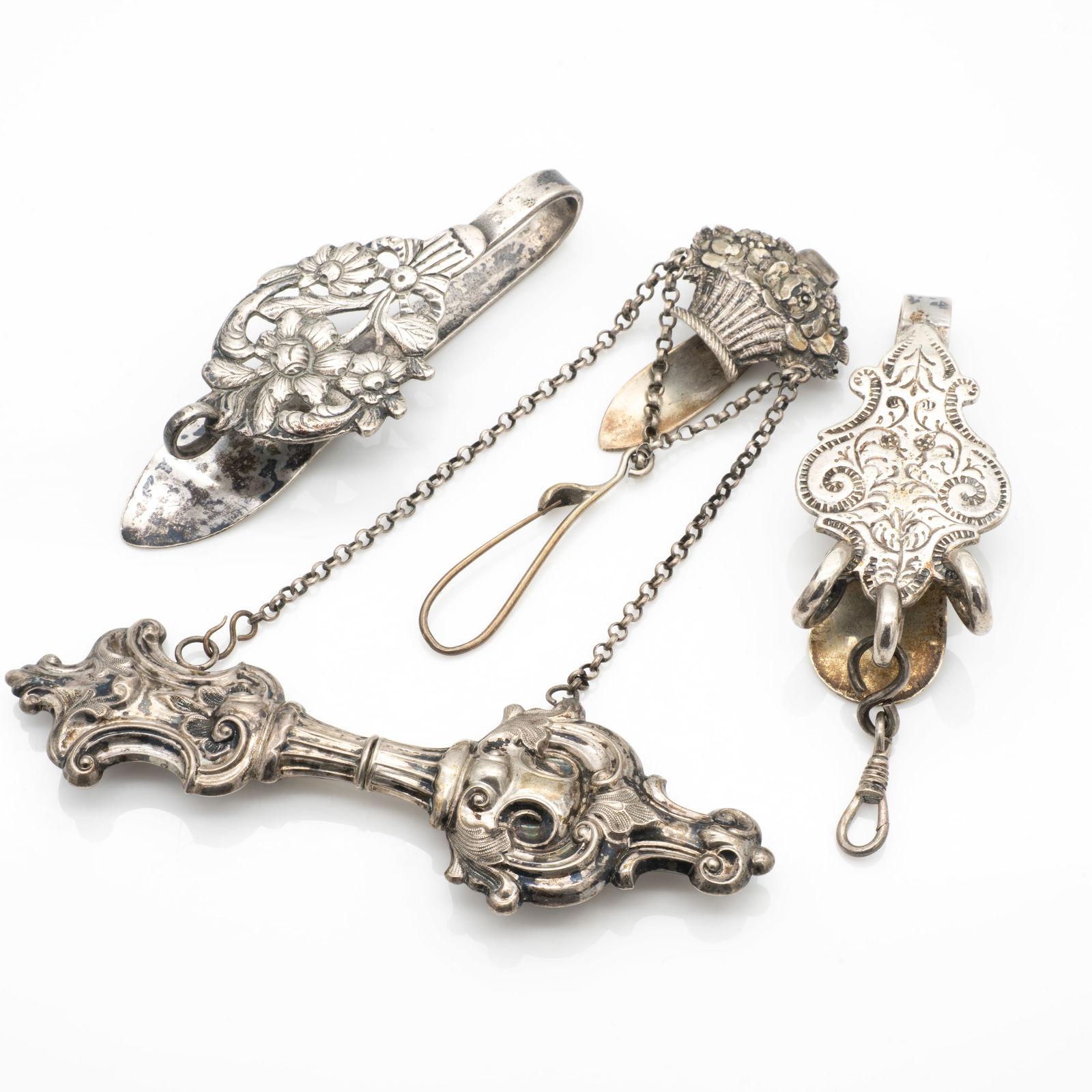 Lot of 3 Antique Silver Scandinavian Chatelaines (1 of 7)