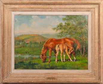 Jenness Cortez, Mare and Foal, Oil on Canvas, 1982