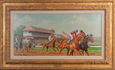 Jenness Cortez, Catching the Winner, Oil on Board, 1984