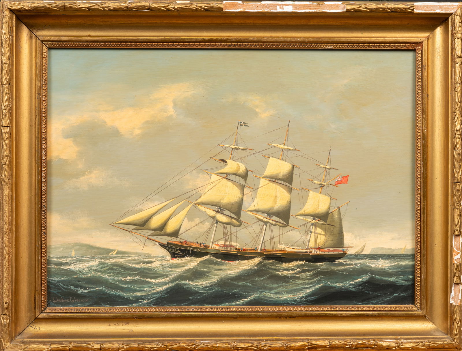 Salvatore Colacicco (Italian, b. 1935), The Sailing Ship "Deva" Seascape Painting (1 of 8)