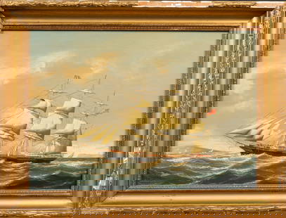 Salvatore Colacicco (Italian, b. 1935), The Sailing Ship "Deva" Seascape Painting: Lot 302B Salvatore Colacicco (Italian, b. 1935), The Sailing Ship "Deva" Seascape Painting Description: Maritime painting by Italian artist Salvatore Colacicco, depicting a three-masted clipper ship a