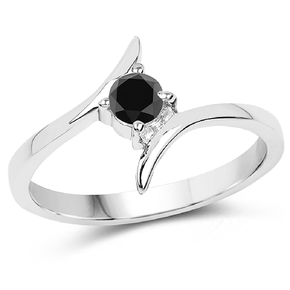 0.25 CTW Genuine Black Diamond .925 Sterling Silver: 0.25 CTW Genuine Black Diamond .925 Sterling Silver Ring Metal Type: .925 Sterling Silver Setting: Prongs Item: Rings Finish: Rhodium Plated Total CTW: 0.25 Carat Length 11.84 MM