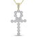 Mens Diamond Ankh Cross Charm Pendant 14kt Yellow Gold