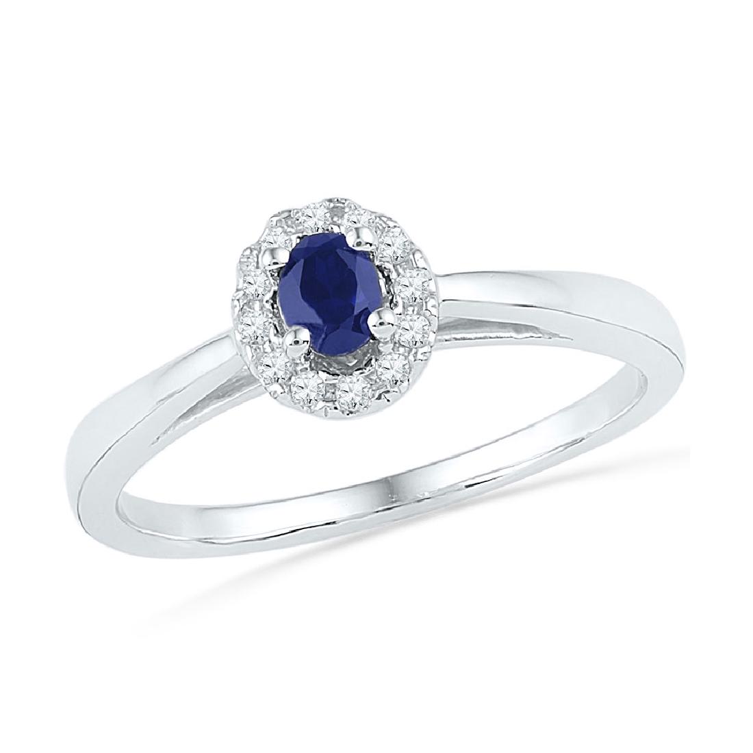 Oval Lab-Created Blue Sapphire Solitaire Diamond Ring: Oval Lab-Created Blue Sapphire Solitaire Diamond Ring Sterling Silver Manufacturer Model: GGA-101202 Description Sterling Silver Womens Oval Lab