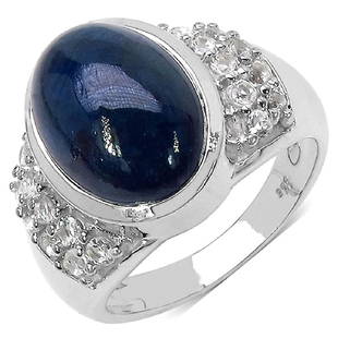 9.90 CTW Genuine Sapphire .925 Sterling Silver Ring: 9.90 CTW Genuine Sapphire .925 Sterling Silver Ring Metal Type: .925 Sterling Silver Setting:Bezel Item:Ring Finish:Rhodium Plated Total CTW:9.90 Carat Product Weight: 7.67 Grams Gemstone