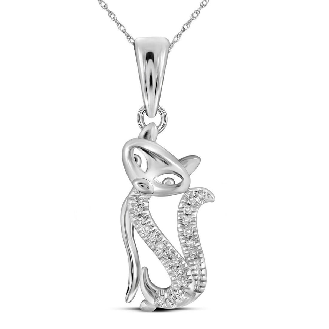 Diamond Kitty Cat Animal Pendant 10kt White Gold: Diamond Kitty Cat Animal Pendant 10kt White Gold Manufacturer Model: GGA-108149 Description 10kt White Gold Womens Round Diamond Kitty Cat Anima