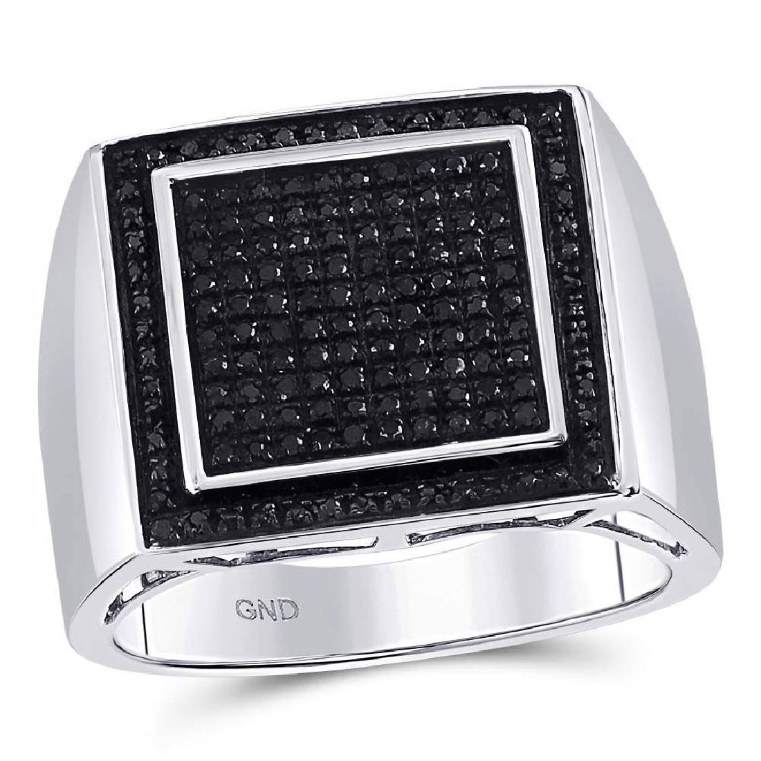 Mens Black Color Enhanced Diamond Square Cluster Ring: Mens Black Color Enhanced Diamond Square Cluster Ring Sterling Silver Manufacturer Model: GGA-59442 Description Sterling Silver Mens Round Black