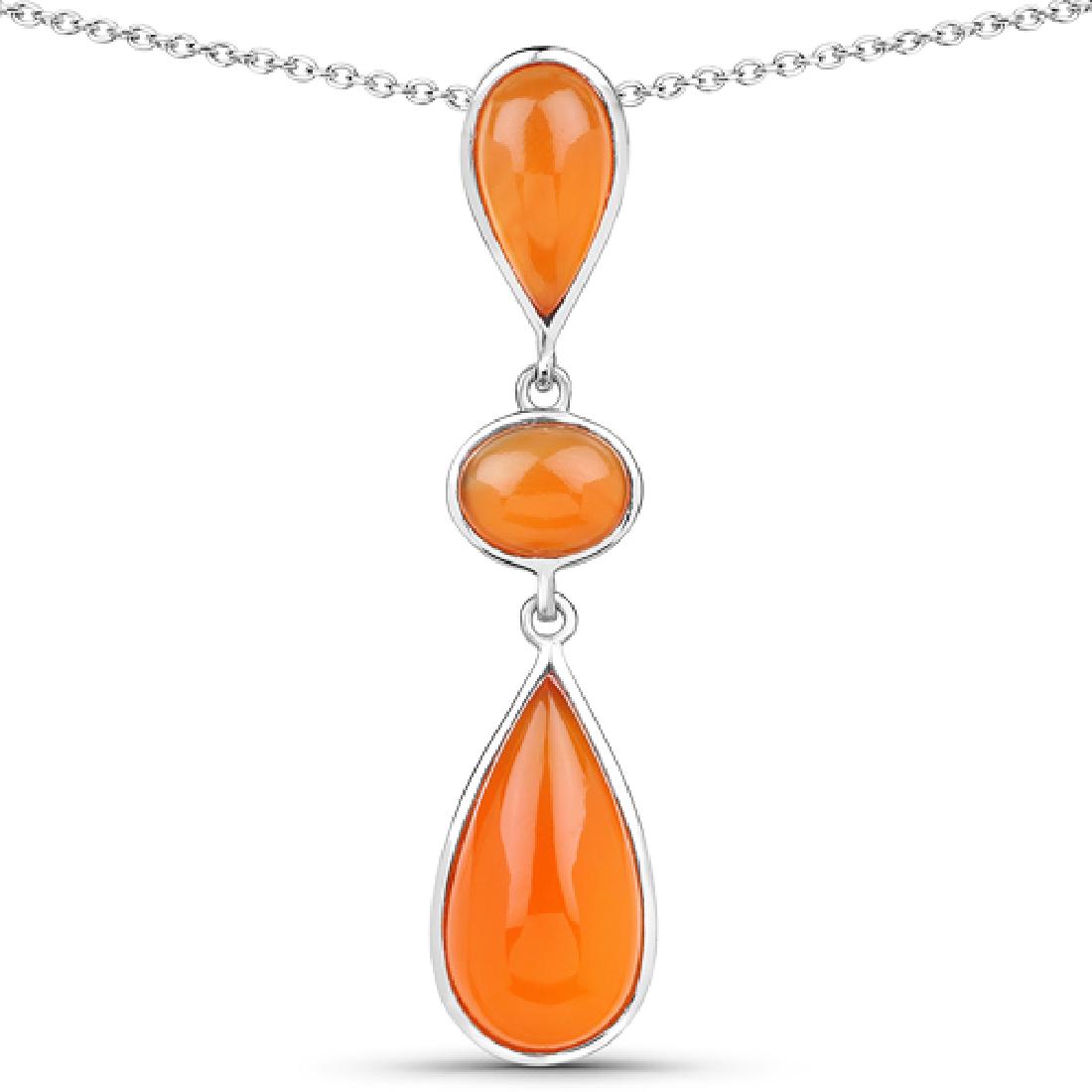 10.78 CTW Genuine Carnelian .925 Sterling Silver: 10.78 CTW Genuine Carnelian .925 Sterling Silver Pendant Metal Type: .925 Sterling Silver Setting: Bezel Item: Pendant Finish: Rhodium Plated Total CTW: 10.78 Carat Length 54.86 MM