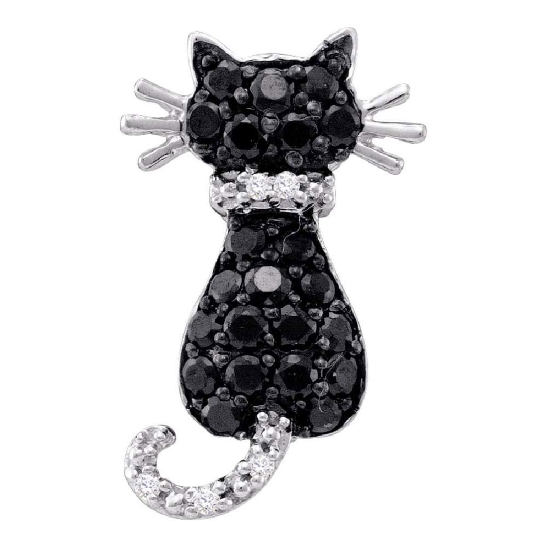 Black Color Enhanced Diamond Kitty Cat Feline Animal: Black Color Enhanced Diamond Kitty Cat Feline Animal Pendant 10kt White Gold Manufacturer Model: GGA-57449 Description 10kt White Gold Womens Ro