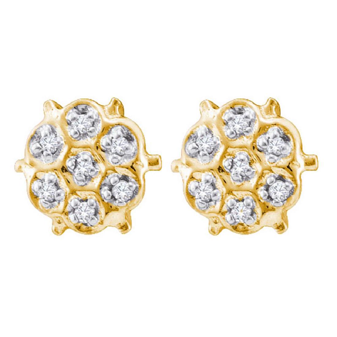 Prong-Set 10kt Yellow Gold: Prong-Set 10kt Yellow Gold Manufacturer Model: GGA-21609 Description 10kt Yellow Gold Womens Round Prong-set Diamond Cluster Stud Earrings 1/20