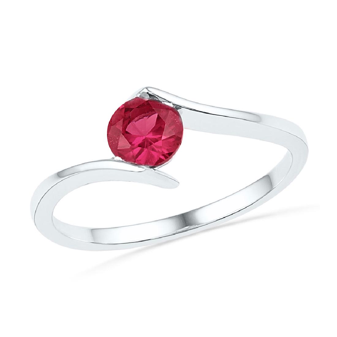 Lab-Created Ruby Solitaire Ring Sterling Silver: Lab-Created Ruby Solitaire Ring Sterling Silver Manufacturer Model: GGA-101279 Description Sterling Silver Womens Round Lab-Created Ruby Solitai