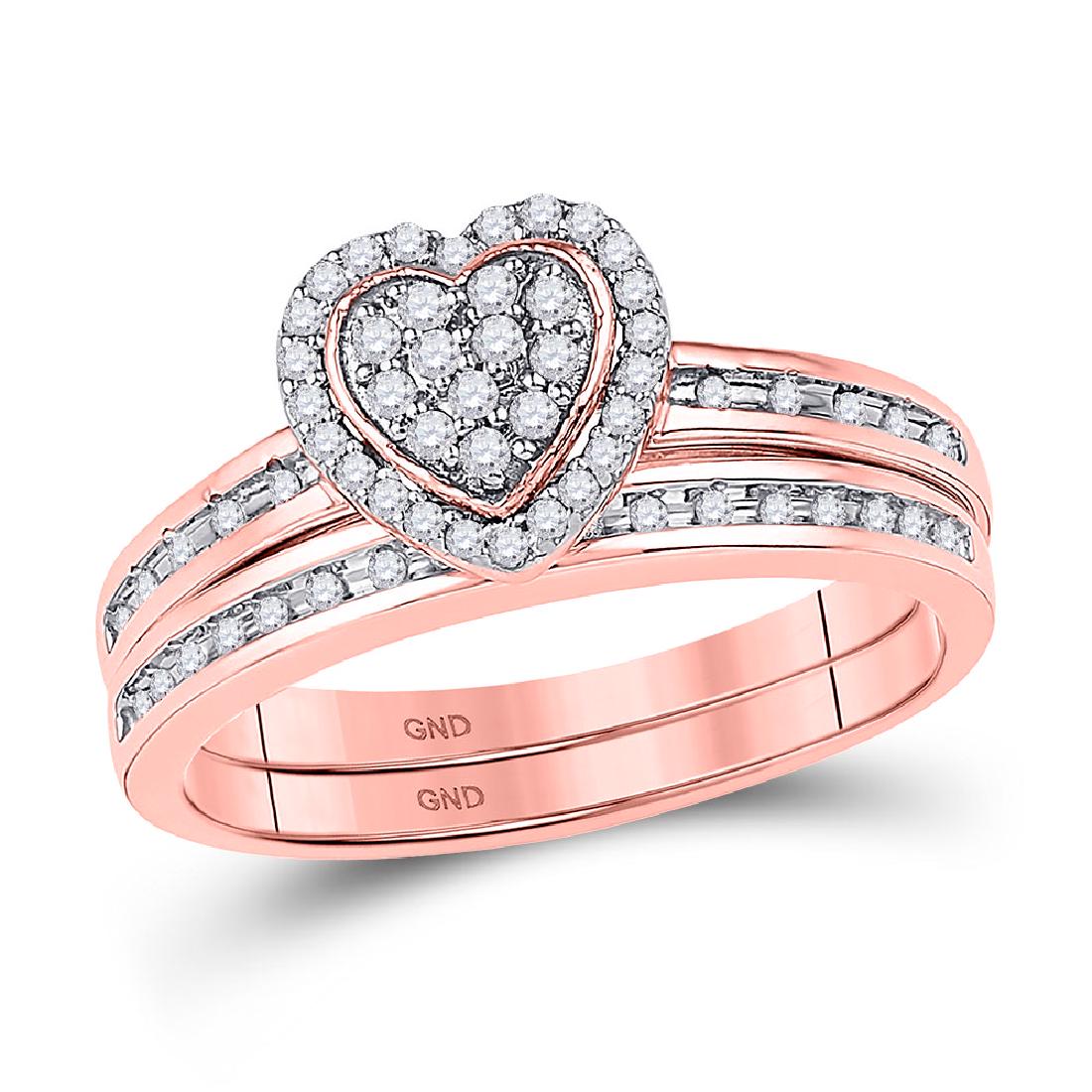 Diamond Heart Bridal Wedding Engagement Ring 10kt Rose: Diamond Heart Bridal Wedding Engagement Ring 10kt Rose Gold Manufacturer Model: GGA-106708 Description 10kt Rose Gold Womens Round Diamond Heart
