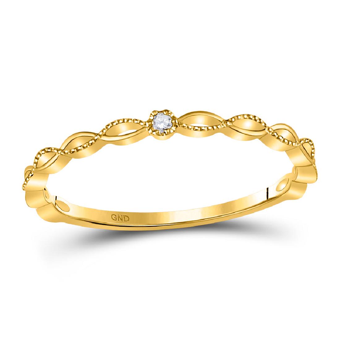 Diamond Stackable Band 10kt Yellow Gold: Diamond Stackable Band 10kt Yellow Gold Manufacturer Model: GGA-127798 Description 10kt Yellow Gold Womens Round Diamond Stackable Band Ring .01