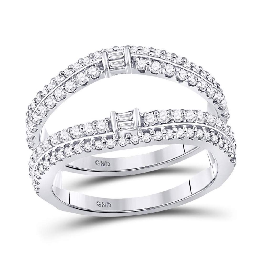 Diamond Ring 14kt White Gold: Diamond Ring 14kt White Gold Manufacturer Model: GGA-130066 Description 14kt White Gold Womens Round Diamond Ring Guard Enhancer Wedding Band 3/