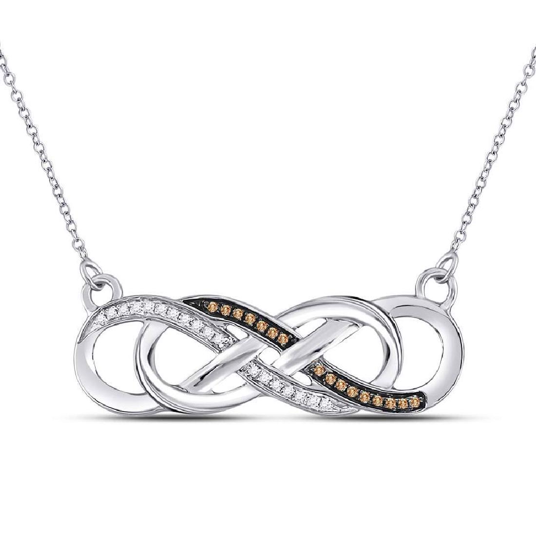 10KT White Gold Round Black Diamond Infinity Pendant Necklace 0.48 Cttw