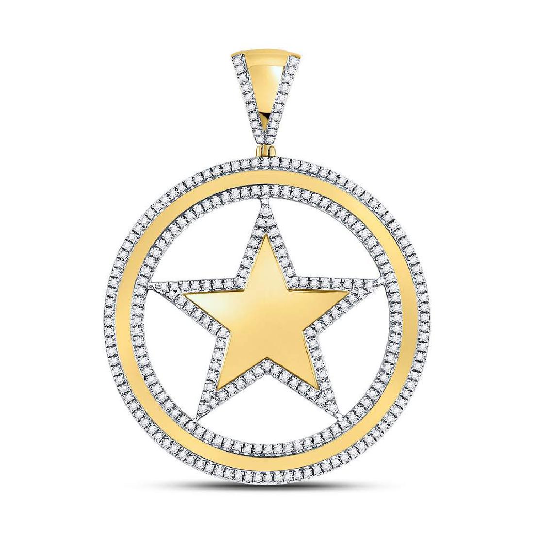 Mens Diamond Circle Star Charm Pendant 10kt Yellow Gold: Mens Diamond Circle Star Charm Pendant 10kt Yellow Gold Manufacturer Model: GGA-125205 Description 10kt Yellow Gold Mens Round Diamond Circle St