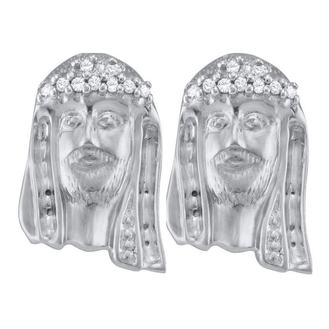 Mens Diamond Jesus Christ Messiah Stud Earrings: Mens Diamond Jesus Christ Messiah Stud Earrings Sterling Silver Manufacturer Model: GGA-48322 Description Sterling Silver Mens Round Diamond Jes