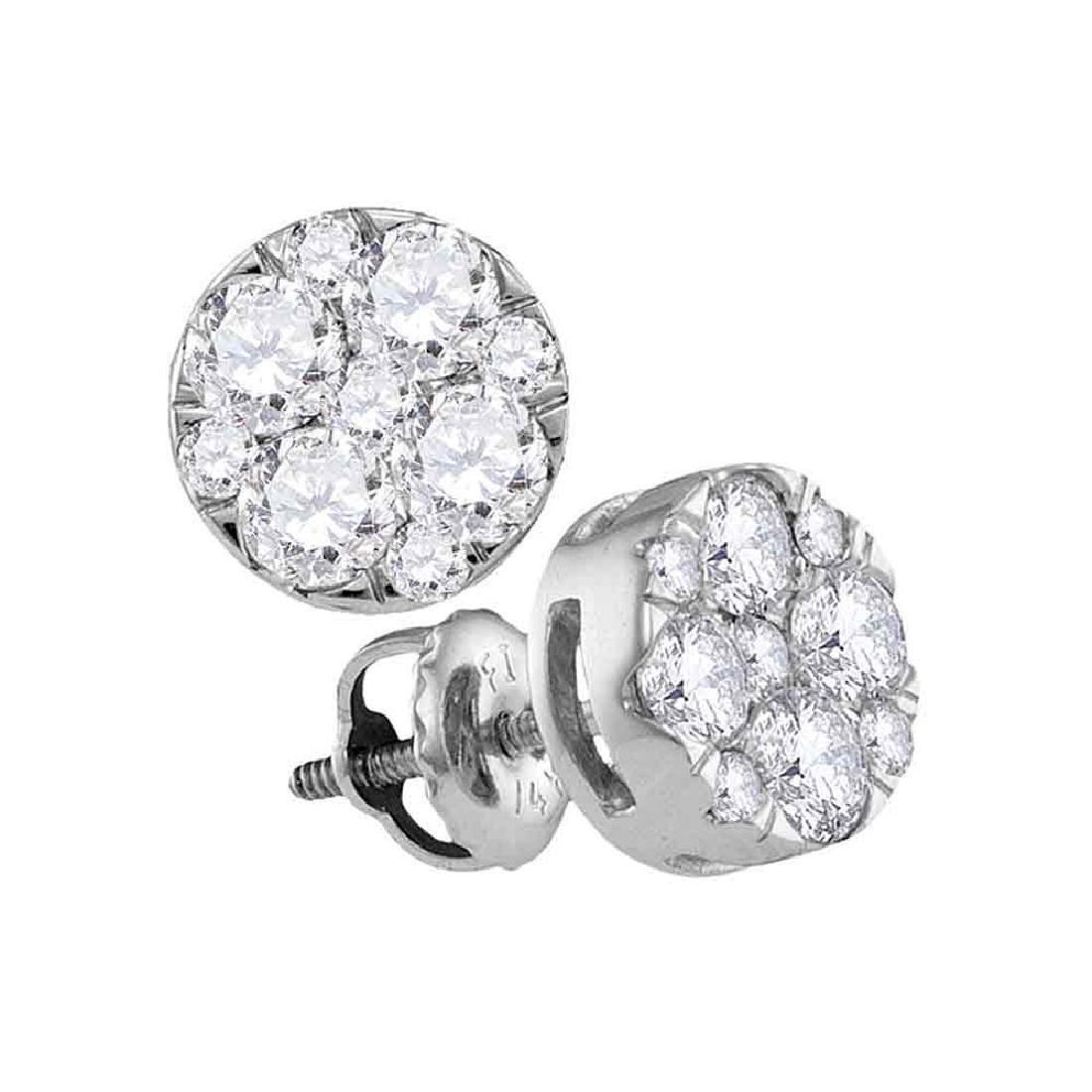 Diamond Flower Cluster Earrings 14kt White Gold: Diamond Flower Cluster Earrings 14kt White Gold Manufacturer Model: GGA-107409 Description 14kt White Gold Womens Round Diamond Flower Cluster E