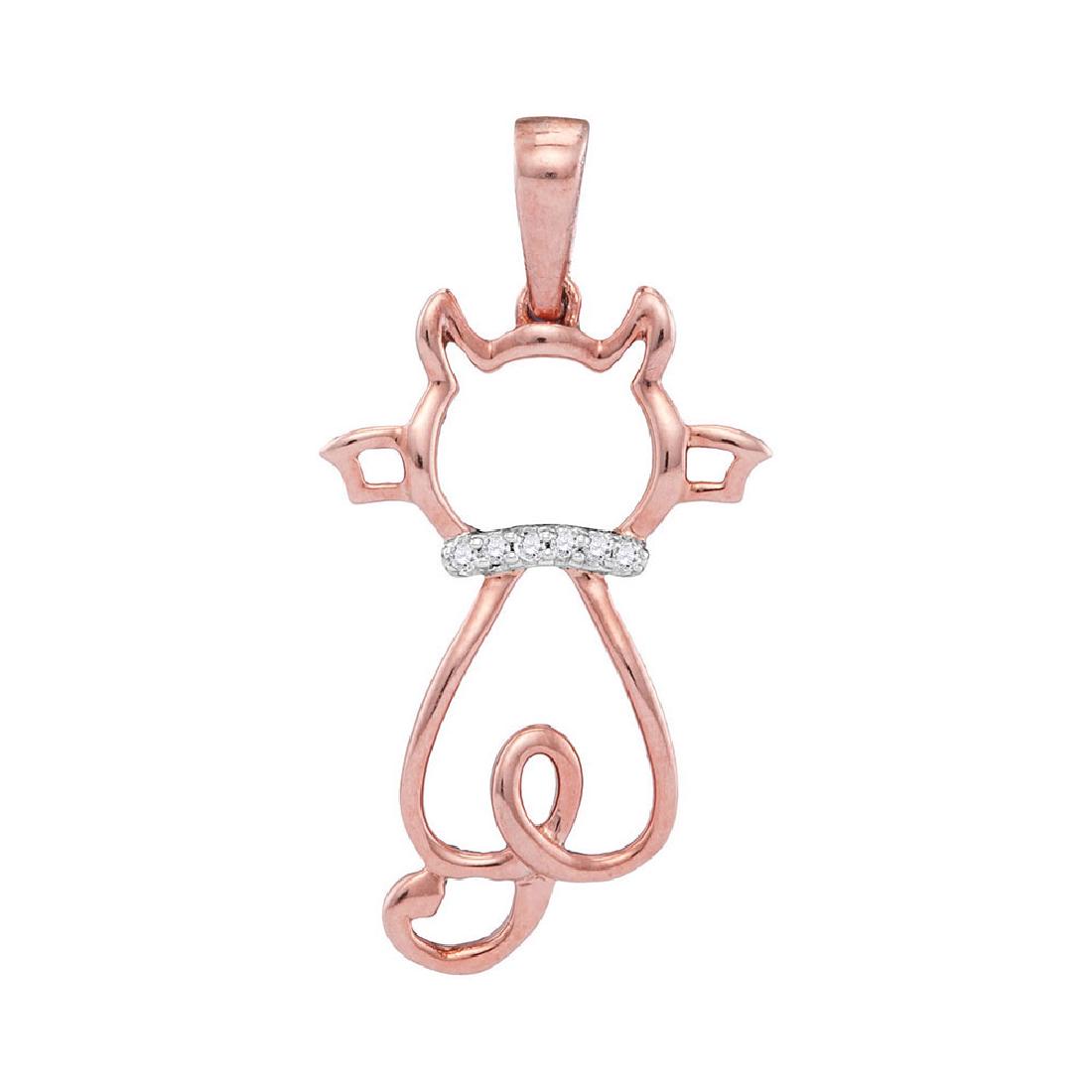 Diamond Kitty Cat Animal Pendant 10kt Rose Gold: Diamond Kitty Cat Animal Pendant 10kt Rose Gold Manufacturer Model: GGA-108157 Description 10kt Rose Gold Womens Round Diamond Kitty Cat Animal