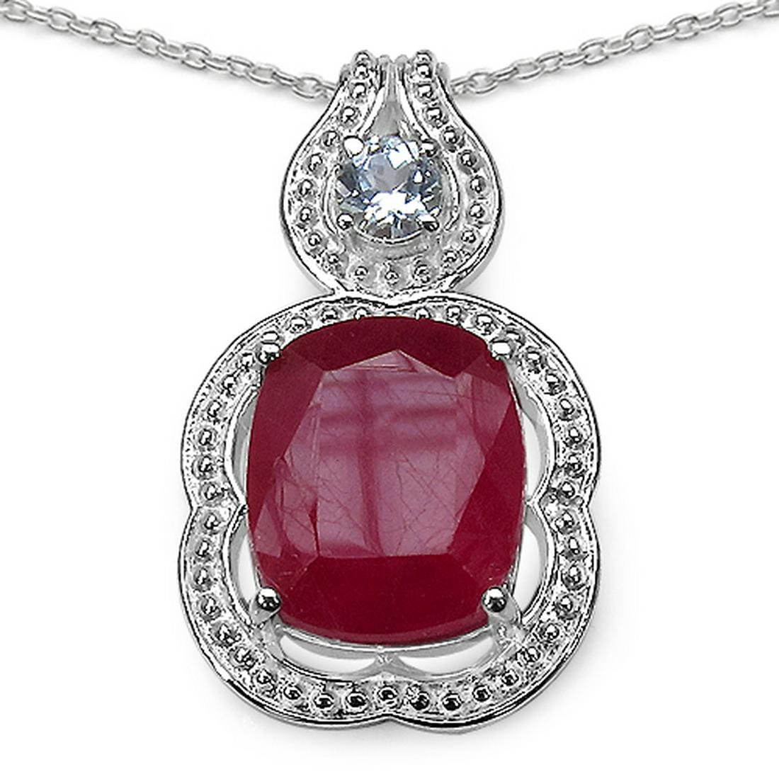 9.31 CTW Genuine Ruby & White Topaz .925 Streling: 9.31 CTW Genuine Ruby & White Topaz .925 Streling Silver Pendant Metal Type: .925 Sterling Silver Setting: Prong-Set Item:Pendant Finish:Rhodium Plated Total CTW:9.31 Carat Product Weight: 6.27 Gr