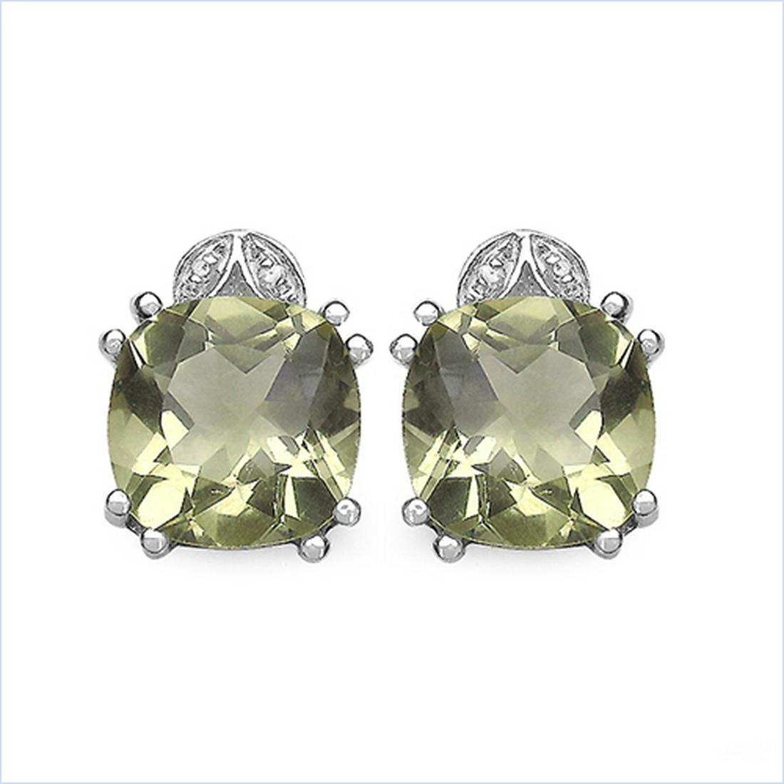 7.82 CTW Genuine Lemon Quartz & White Diamond .925: 7.82 CTW Genuine Lemon Quartz & White Diamond .925 Sterling Silver Earrings Metal Type: .925 Sterling Silver Setting: Prong Item: Earrings Finish: Rhodium Plated Total CTW: 7.82 Carat Length 13.75