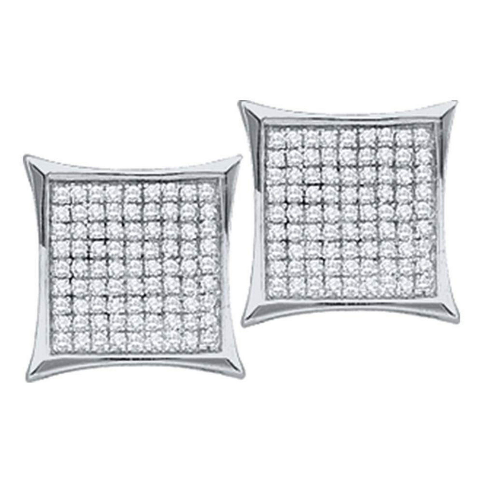 Diamond Square Cluster Earrings 10kt White Gold: Diamond Square Cluster Earrings 10kt White Gold Manufacturer Model: GGA-54291 Description 10kt White Gold Womens Round Diamond Square Cluster Ea